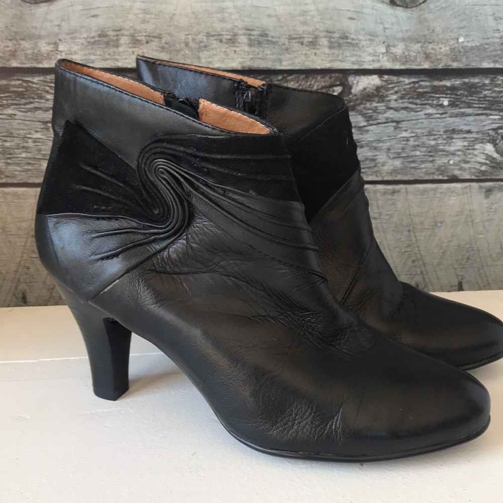 Black leather booties
